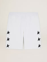 Men's vintage white bermuda shorts with contrasting black stars