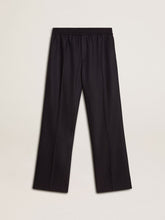 Men's wool joggers with vertical thin stripes