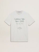 Men's white cotton T-shirt with green print