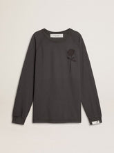 Men's T-shirt in anthracite-colored cotton with print on the chest