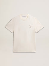 Men's cotton T-shirt in aged white with print on the heart