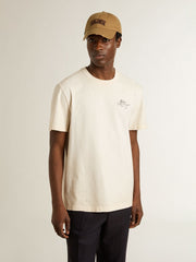 Men's T-shirt with print on the chest and on the back with a lived-in effect