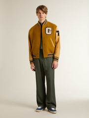 Men's dark green shirt with vertical stripes