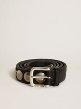 Black Trinidad belt in washed leather with studs