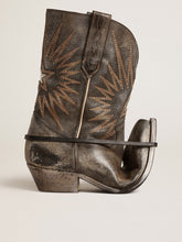 Men's low Wish Star boots in black leather with silver star