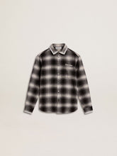Kids' black and white checked shirt with white embroidery