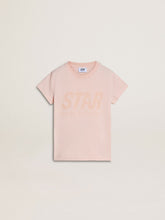 Girls' pink T-shirt with pink print on the front