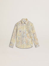 Girls' cotton shirt with multicolor floral print