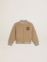 Kids beige fleece bomber jacket