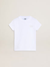 White and silver T-shirt with logo and maxi star in silver glitter