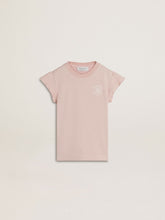 Girls' pink T-shirt with ruffled sleeves and embroidery