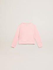 Pink sweatshirt with maxi star in silver glitter on the front