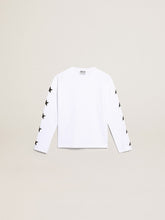 White long-sleeved T-shirt with contrasting black stars