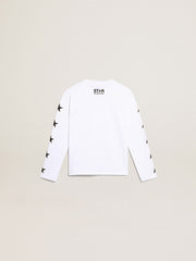 White long-sleeved T-shirt with contrasting black stars