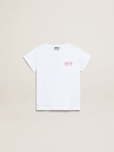 Girls’ white T-shirt with pink glitter logo and maxi star