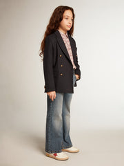 Boys’ dark blue double-breasted buttoned blazer