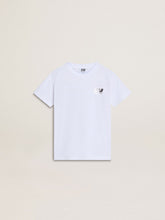Kids’ white cotton T-shirt with silver print