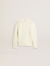 Girls' white wool sweater with pearls