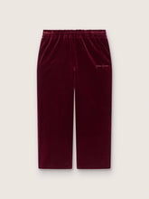 Girls’ burgundy velvet-effect pants with rear pocket