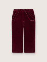 Girls’ burgundy velvet-effect pants with rear pocket