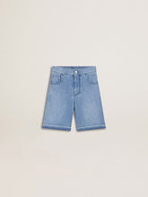Kids’ denim shorts with embroidery on the back