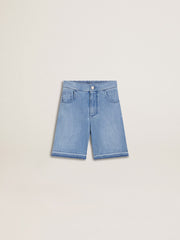 Kids’ denim shorts with embroidery on the back