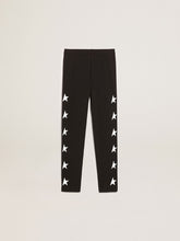 Girls’ black leggings with white stars on the sides