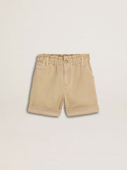 Girls' sand-colored shorts with embroidered logo