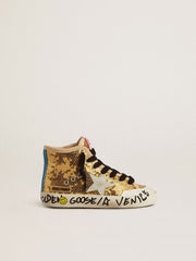Junior Francy Penstar in gold sequins with ice-gray suede star