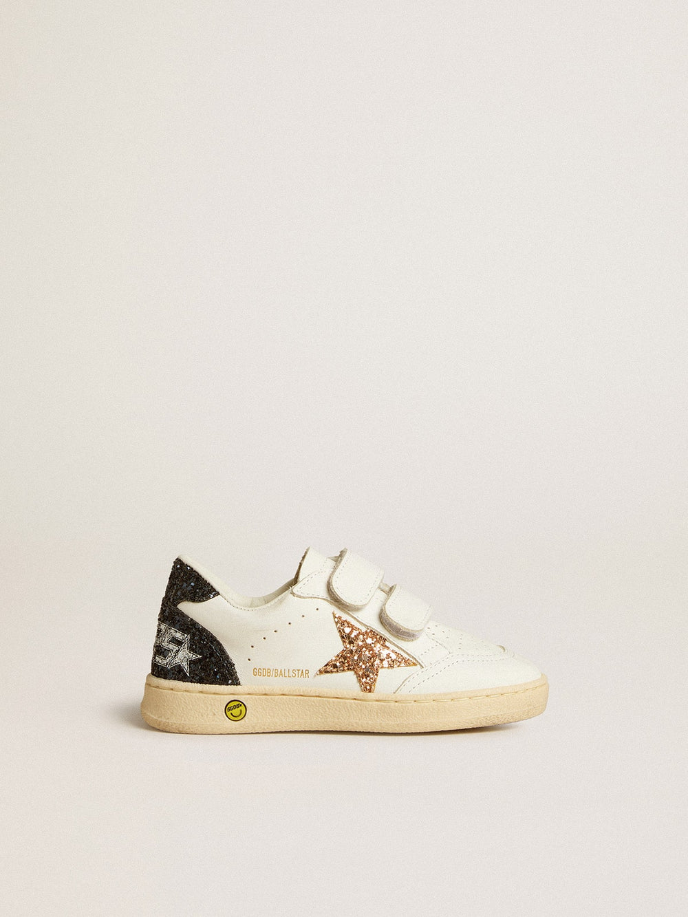 Junior Ball Star in white nappa with glitter star, heel tab and heel