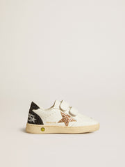 Junior Ball Star in white nappa with glitter star, heel tab and heel