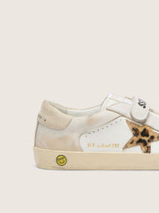 Junior Old School in nappa with leopard-print pony skin star and leather inserts