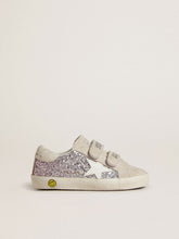 Junior Old School in silver and pink glitter with white leather star