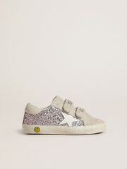 Junior Old School in silver and pink glitter with white leather star
