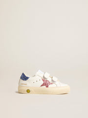 Junior May School in leather with glitter star and heel tab