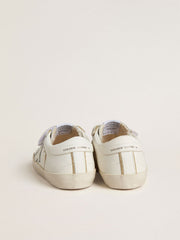 Junior Old School in white leather with gold details