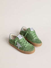 Junior Super-Star in green suede with baby blue star and heel tab