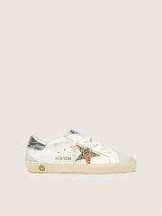 Young Super-Star with gold glitter star and silver metallic leather heel tab
