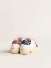 Young May School in leather with glitter star and heel tab