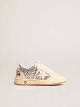 Young Ball Star in glitter with silver metallic leather heel tab