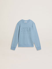 Boys' light blue sweatshirt with lettering on the front