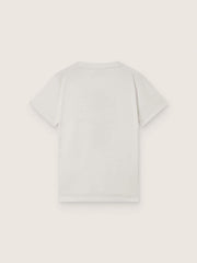 Journey T-shirt for boys in white cotton jersey with digital mascot print