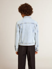 Light denim jacket with embroidery