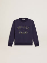 Blue-violet sweatshirt with Golden Goose lettering on the front