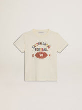 Boys’ T-shirt in worn white with multicolor lettering