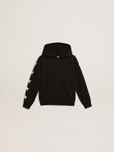 Boys’ hooded sweatshirt in black with contrasting white stars
