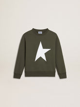 Boys' dark green sweatshirt with white maxi star on the front