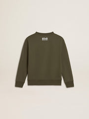 Boys' dark green sweatshirt with white maxi star on the front