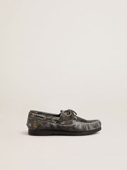 Junior Cruise loafer in black distressed leather