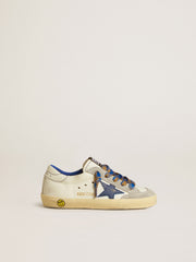 Super-Star Junior with blue leather star and ice-gray suede inserts